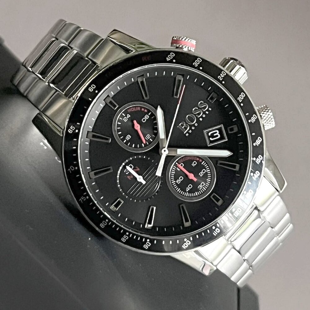 Hugo Boss Men’s Rafale Black Dial Chronograph Watch NEW